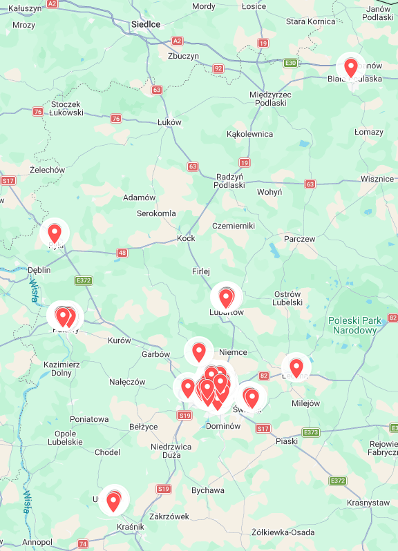 Świadectwa charakterystyki energetycznej wykonane przez GeoProperties w 2026 roku mapa województwa lubelskiego